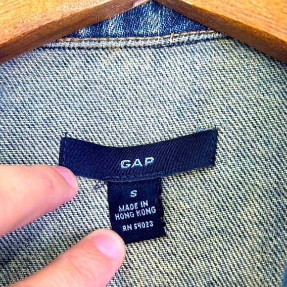 GAP - Denim Jean Cotton One Button Closure Long Sleeve Blazer Jacket Size Small - Picture 8 of 13